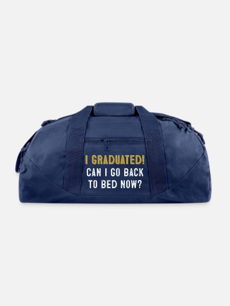 I Graduated Can I Go Back To Bed Now tumblr girl - Recycled Duffel Bag - navy