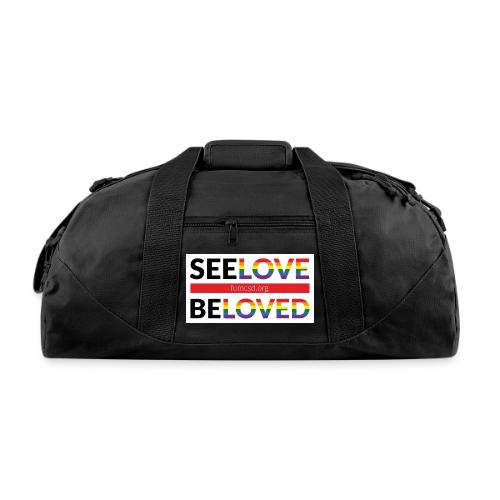 FUMCSD See Love, Be Loved: white design background - Recycled Duffel Bag