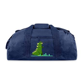 Funny pixel green monster - Recycled Duffel Bag - navy - Front