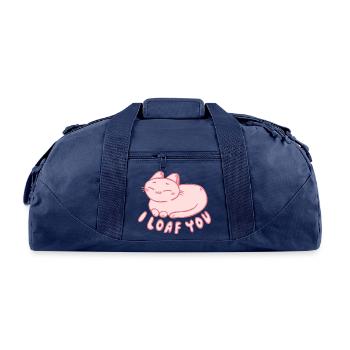I Loaf You Cute Cat - Recycled Duffel Bag - navy - Front