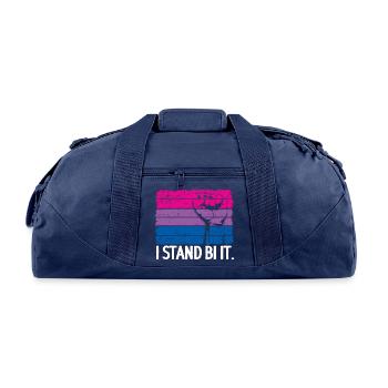 I Stand Bi It Bisexual Funny Bi Pride - Recycled Duffel Bag - navy - Front