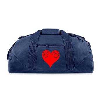 Crimson Heart Doodle - Recycled Duffel Bag - navy - Front