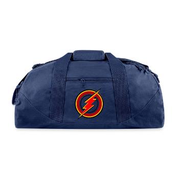 Red and yellow color Gorilla thunder circle design - Recycled Duffel Bag - navy - Front