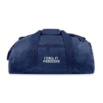 Funny I Call It Medicine, Meh-Dih-Sin - Recycled Duffel Bag - navy - Front