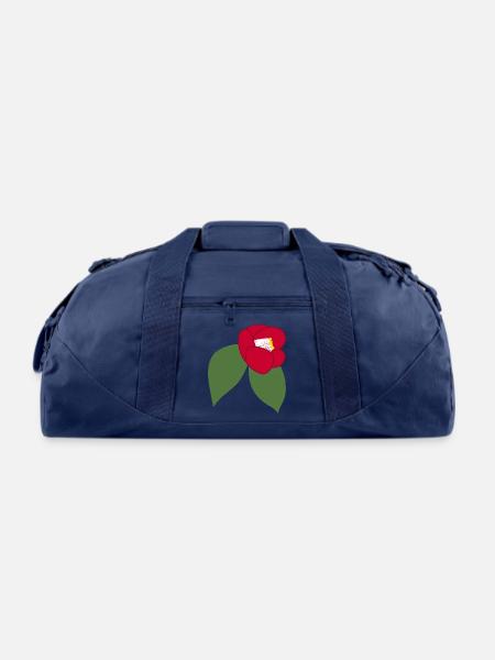 Elegant Red Camellia Blossom Illustration1 - Recycled Duffel Bag - navy