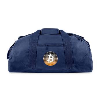 Bitcoin Logo - Halftone & Vintage Wear v.1 - Recycled Duffel Bag - navy - Front
