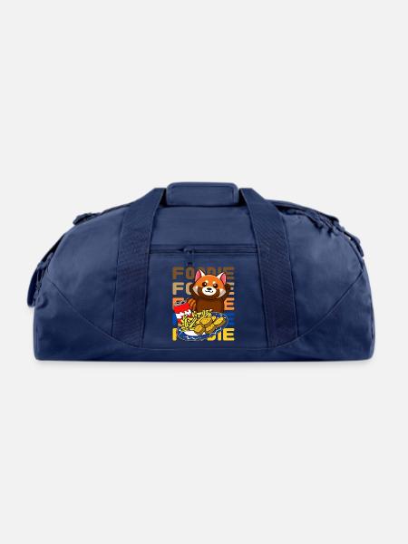 Hungry Foodie Kawaii Red Panda Bear - Recycled Duffel Bag - navy