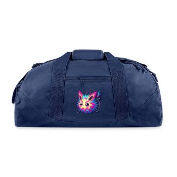 funny cute magnetic fox monster - Recycled Duffel Bag - navy - Front