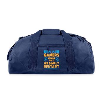 Gamers Never Quit We Simply Restart Typography - Recycled Duffel Bag - navy - Front