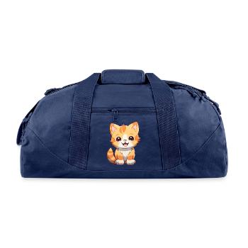 Cheerful Whiskers Orange Tabby Kitten - Recycled Duffel Bag - navy - Front