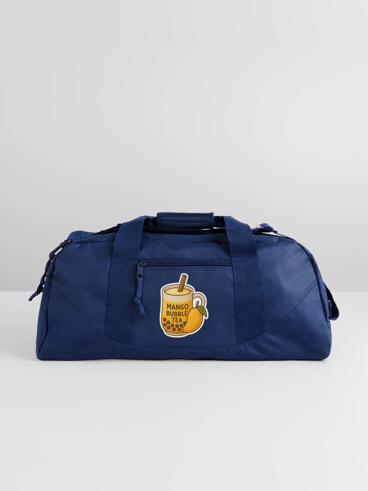 Mango Bubble Tea Illustration - Recycled Duffel Bag - navy - Front