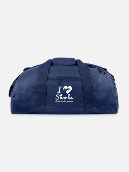 I Love Sharks - Recycled Duffel Bag - navy