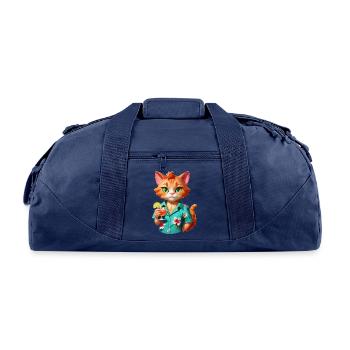 Hawaiian Casino Cat - Recycled Duffel Bag - navy - Front