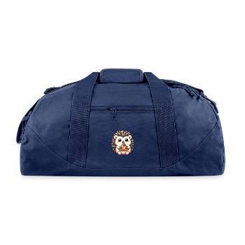 kawaii hedgehog eating pizza - Recycled Duffel Bag - navy - Front