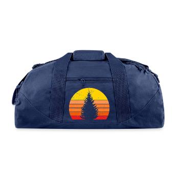 Sunset Silhouette of a Pine Tree - Recycled Duffel Bag - navy - Front