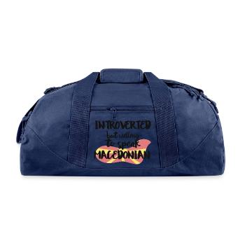 Introverted But Willing To Speak Macedonian - Recycled Duffel Bag - navy - Front