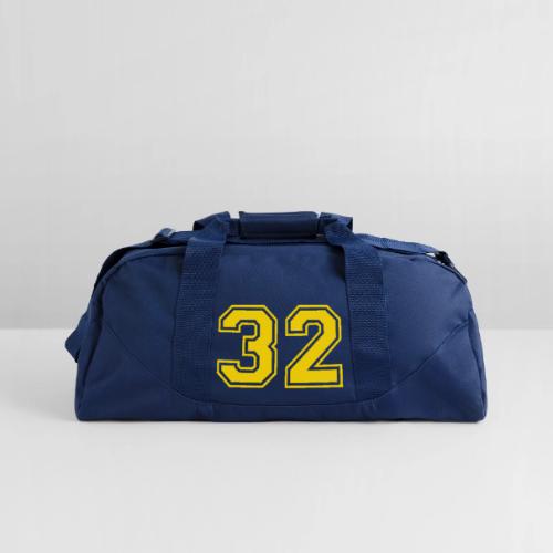 Number 32 in a classic athletic collegiate font - Recycled Duffel Bag