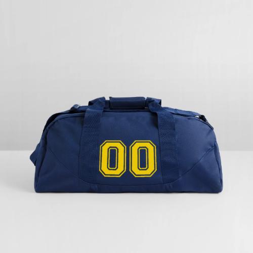 Number 00 in a classic athletic collegiate font - Recycled Duffel Bag