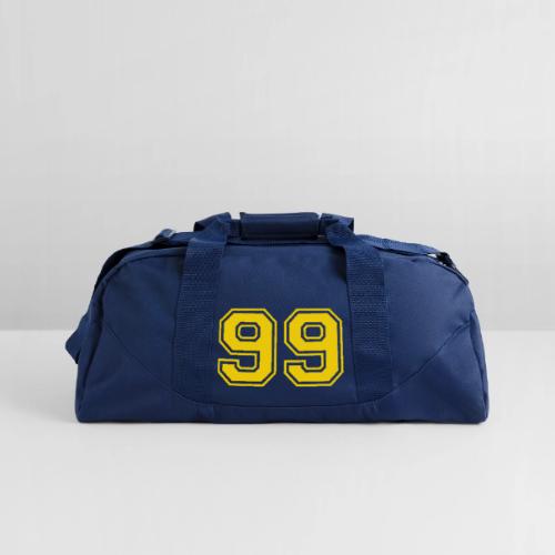 Number 99 in a classic athletic collegiate font - Recycled Duffel Bag