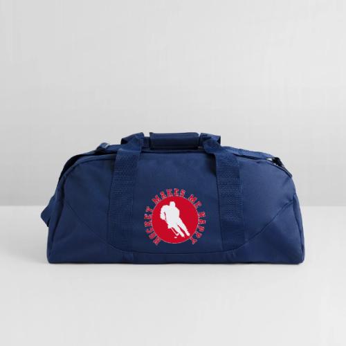 Hockey Makes Me Happy – Ice Hockey Fan Emblem - Recycled Duffel Bag