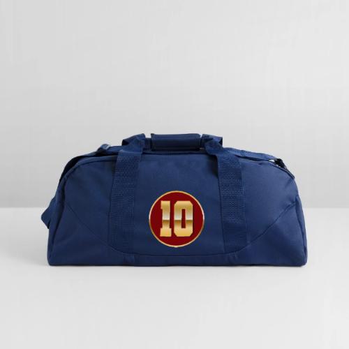 Number 10 in Gold Varsity Font - Recycled Duffel Bag