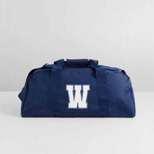 White Letter W – Varsity Alphabet Monogram - Recycled Duffel Bag