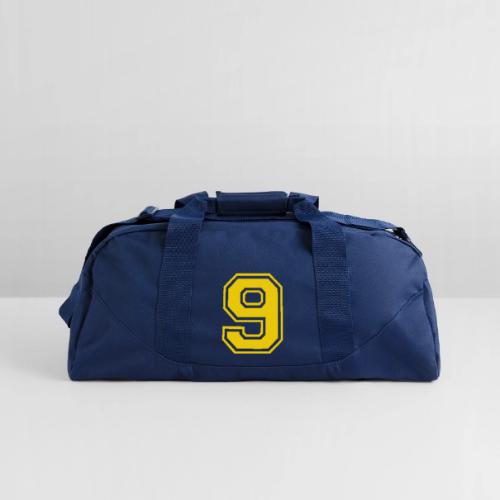 Number 9 in a classic athletic collegiate font - Recycled Duffel Bag