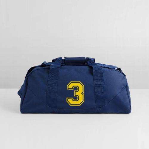 Number 3 in a classic athletic collegiate font - Recycled Duffel Bag
