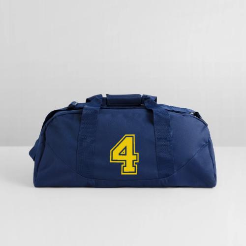 Number 4 in a classic athletic collegiate font - Recycled Duffel Bag