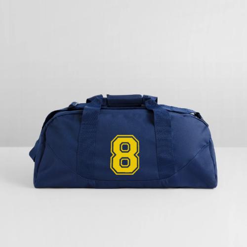 Number 8 in a classic athletic collegiate font - Recycled Duffel Bag