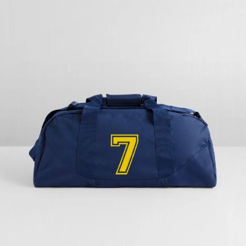 Number 7 in a classic athletic collegiate font - Recycled Duffel Bag
