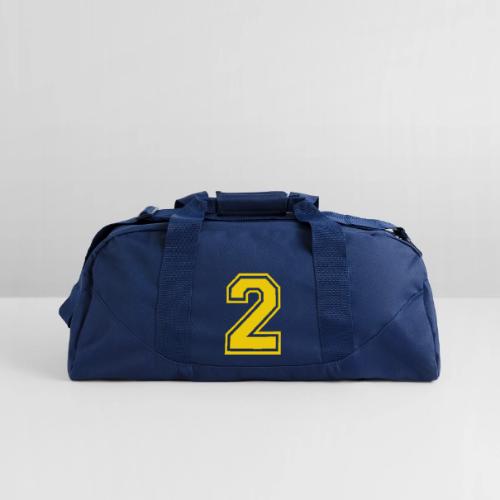 Number 2 in a classic athletic collegiate font - Recycled Duffel Bag