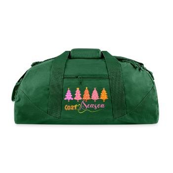 Cozy Season Christmas Trees Graphic - Recycled Duffel Bag - forest green - Front