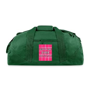 Discipline Over Motivation - Gym Workout T-Shirt - Recycled Duffel Bag - forest green - Front