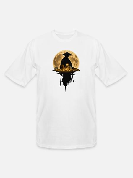 Moonlit Samurai Cityscape - Men's Tall T-Shirt - white