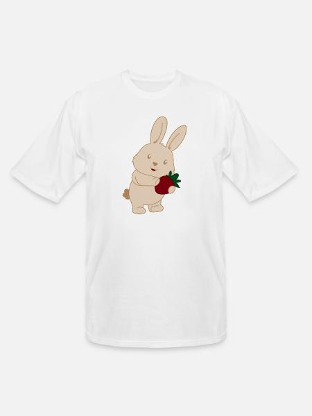 Bunny Holding Strawberry Charm - Men's Tall T-Shirt - white