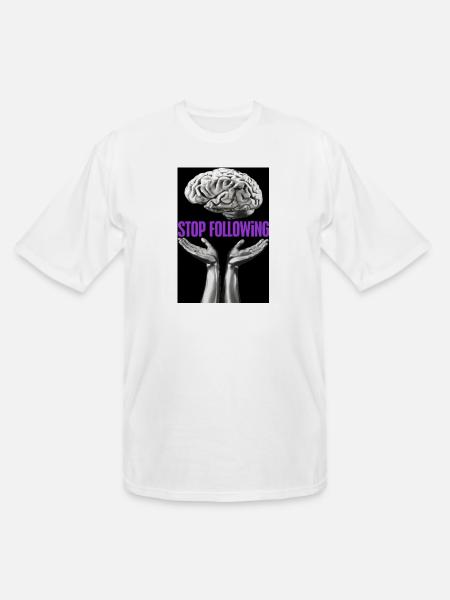 Stop Following Brain Hands - Men's Tall T-Shirt - white