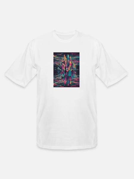 Vibrant Halftone Skyline Conceptual Art - Men's Tall T-Shirt - white