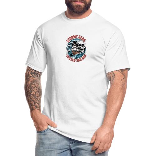 Stormy Seas Skull Pirate Ship Nautical Ocean Waves - Men's Tall T-Shirt