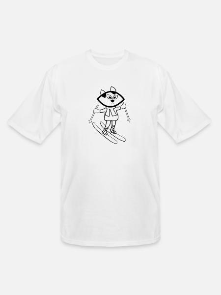 Black fractal cat skiing - Men's Tall T-Shirt - white