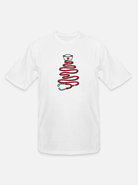 Christmas Stethoscope Nursing Tree - Men's Tall T-Shirt - white
