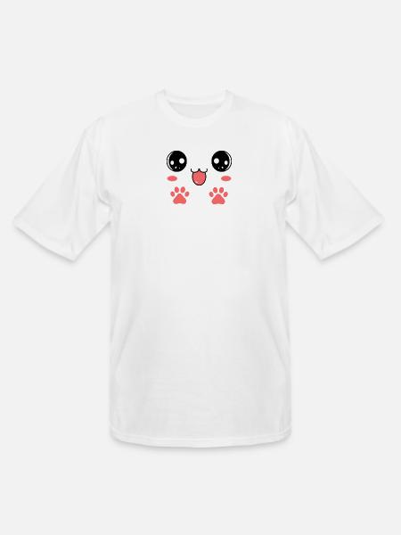 Sweet Smiling Cat Face Paw - Men's Tall T-Shirt - white