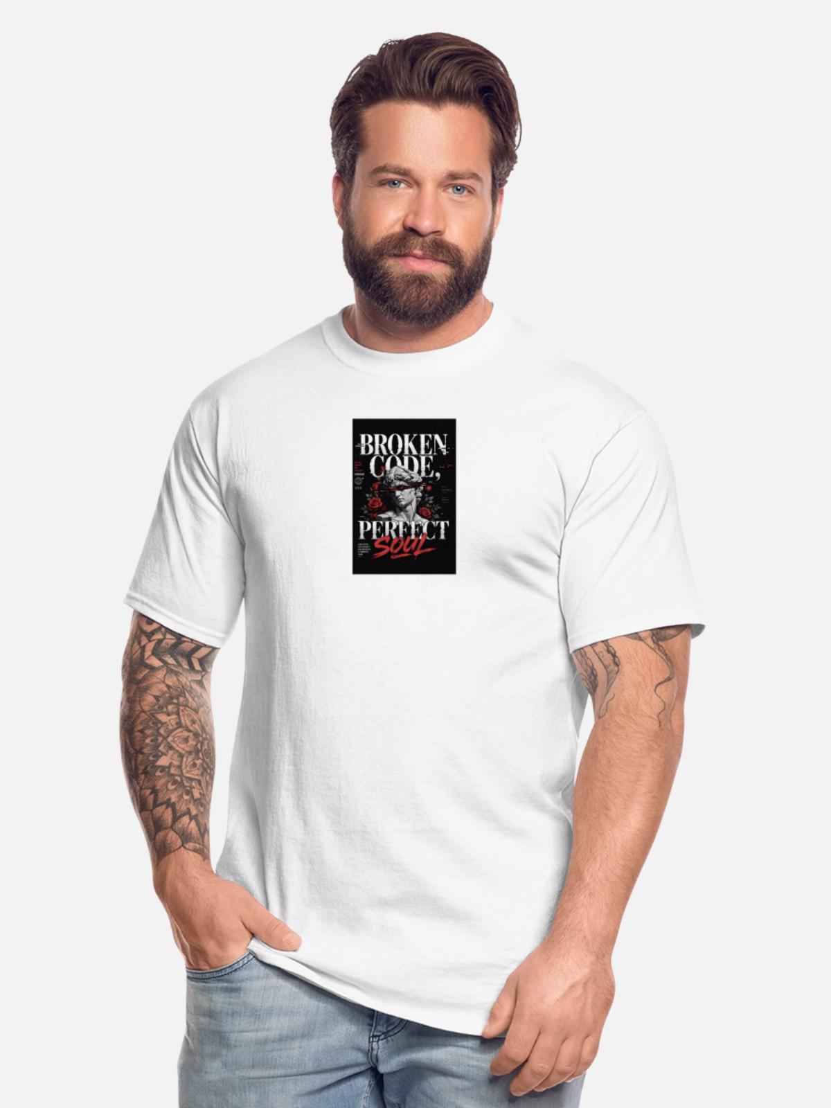 Broken Code, Perfect Soul - Men's Tall T-Shirt - white - Front - Brady (186cm)