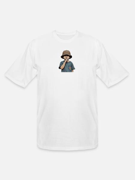Shushing Kid in Bucket Hat - Men's Tall T-Shirt - white