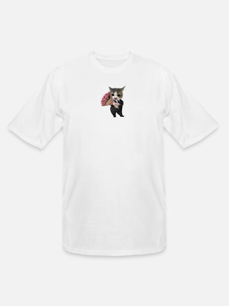 Cat in Suit with Bouquet - Men's Tall T-Shirt - white