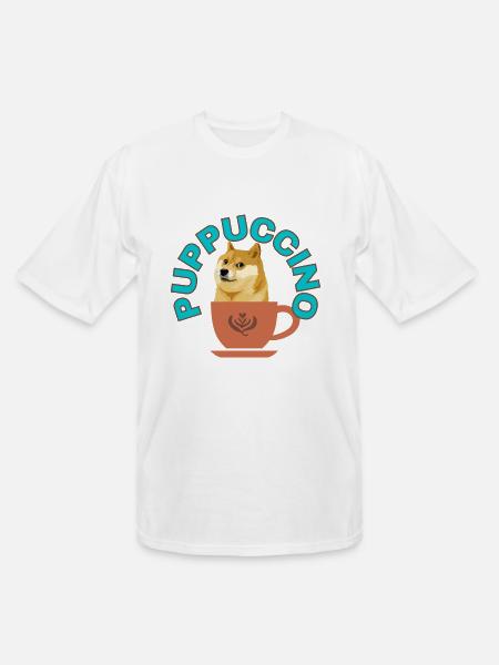 PUPPUCCINO, FUNNY COFFEE DOG - Men's Tall T-Shirt - white