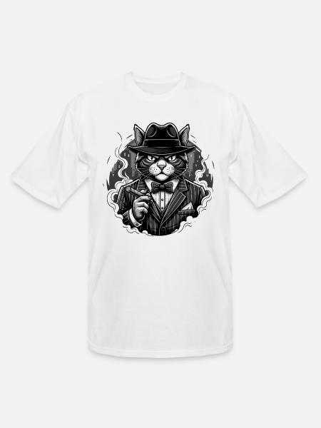 Noir Cat Gangster in Suit - Men's Tall T-Shirt - white