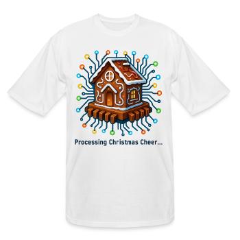 Gingerbread CPU House – Futuristic Christmas Tech  - Men's Tall T-Shirt - white - Front - Brady (186cm)