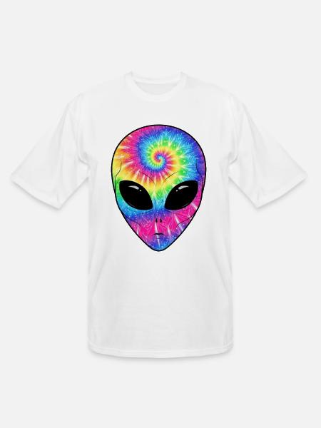 Psychedelic Alien TieDye Face - Men's Tall T-Shirt - white