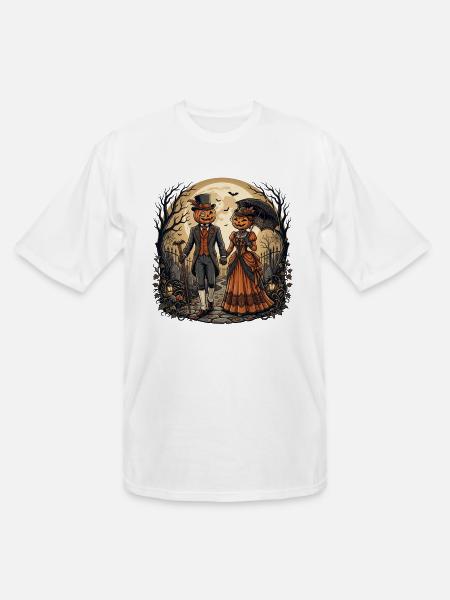 Moonlit Pumpkin Couple - Men's Tall T-Shirt - white